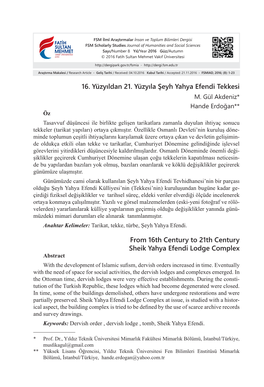 16. Yüzyıldan 21. Yüzyıla Şeyh Yahya Efendi Tekkesi From