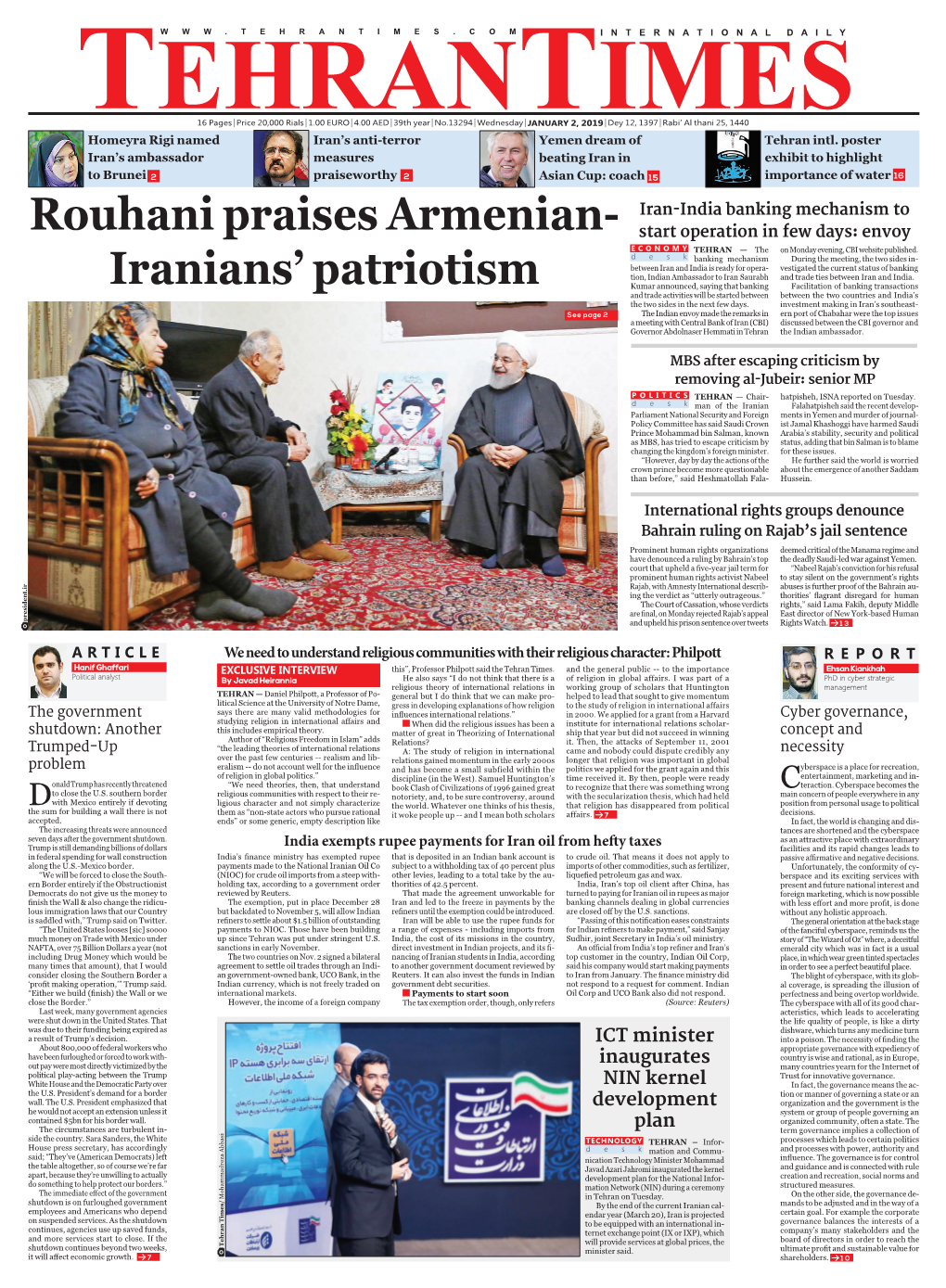 Rouhani Praises Armenian- Iranians' Patriotism