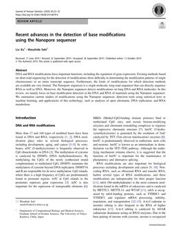 Recent Advances in the Detection of Base Modifications Using