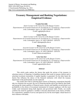 Treasury Management and Banking Negotiations: Empirical Evidence