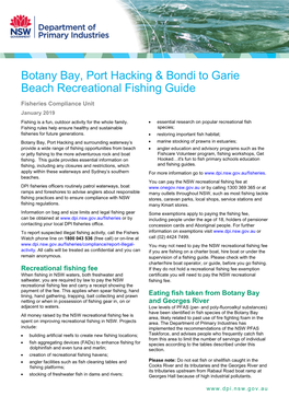Botany Bay, Port Hacking & Bondi to Garie Beach Recreational Fishing