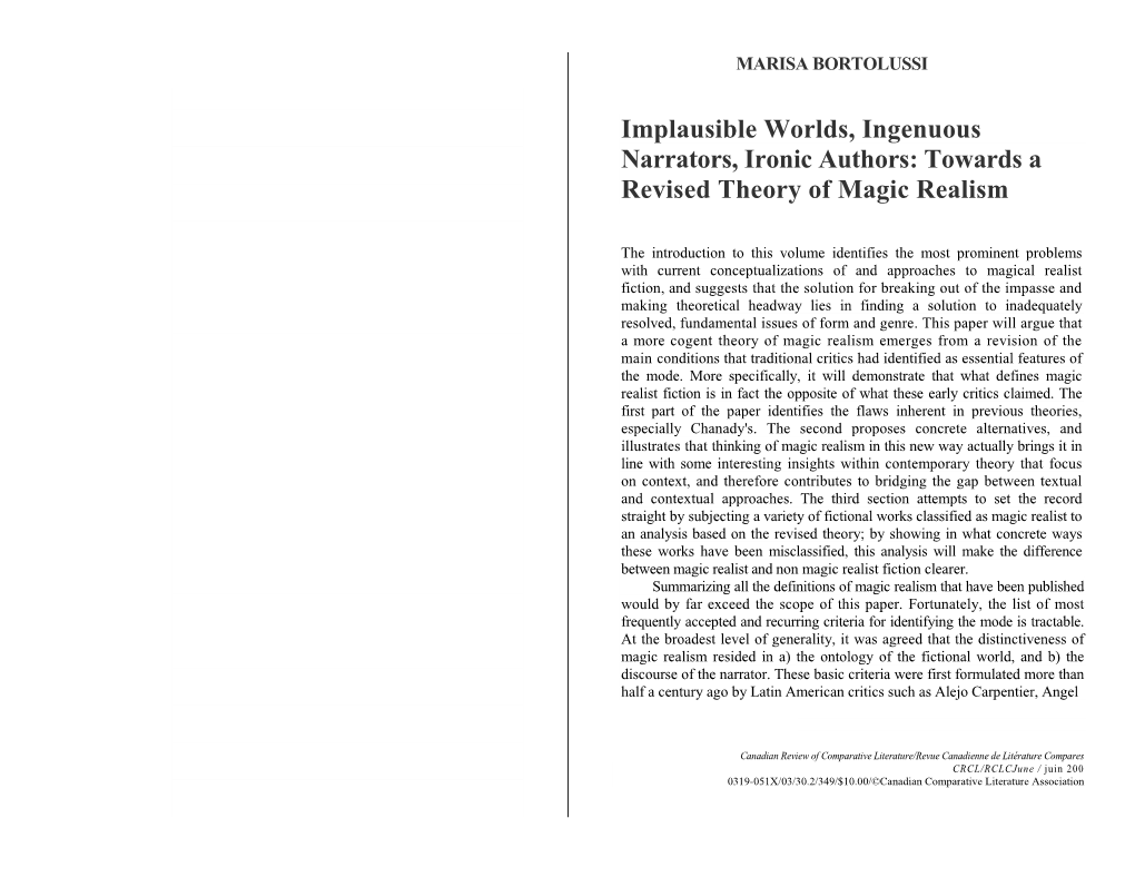 Towards a Revised Theory of Magic Realism / 351 Flores, and Luis Leal, and Later Developed by Chanady (Flores 1955; Leal 1967; Chanady 1985)