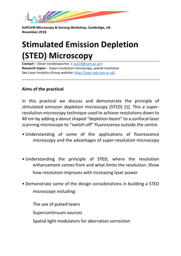 Stimulated Emission Depletion (STED) Microscopy