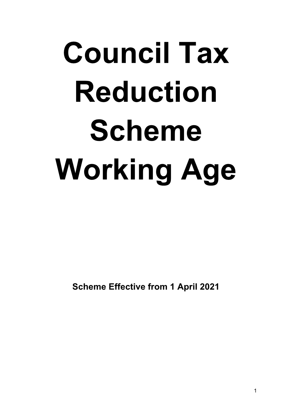 Council Tax Reduction Scheme Working Age