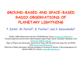 Ground-Based and Space-Based Radio Observations of Planetary Lightning