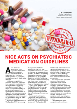 Nice Acts on Psychiatric Medication Guidelines