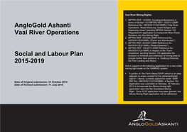 Anglogold Ashanti Vaal River Operations Social and Labour Plan