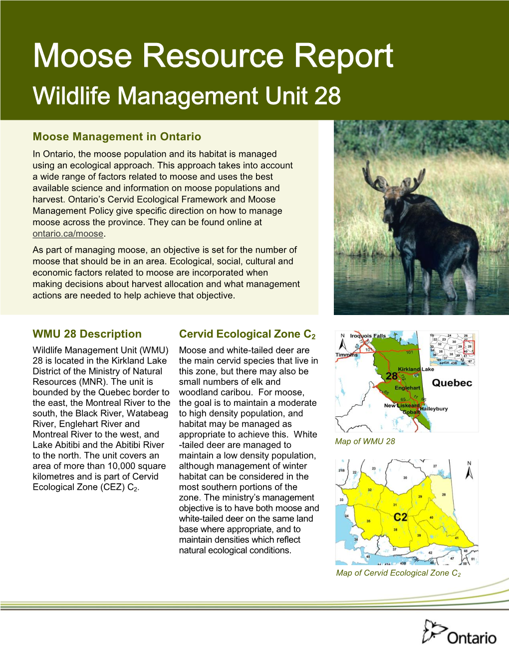 Moose Resource Report Wildlife Management Unit 28