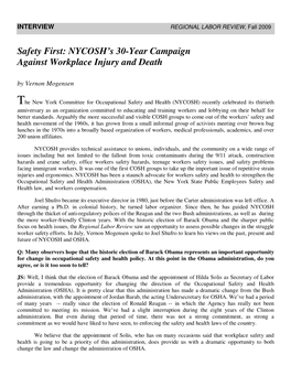 Safety First: NYCOSH’S 30-Year Campaign Against Workplace Injury and Death