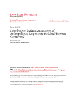 An Anatomy of Anthropological Responses to the Mead/Freeman Controversy Robert Strikwerda Saint Louis University, Rstrikwe@Slu.Edu