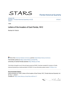 Letters of the Invaders of East Florida, 1812