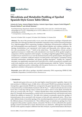 Microbiota and Metabolite Profiling of Spoiled Spanish-Style Green Table