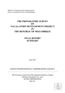 The Preparatory Survey on Nacala Port Development Project in the Republic of Mozambique