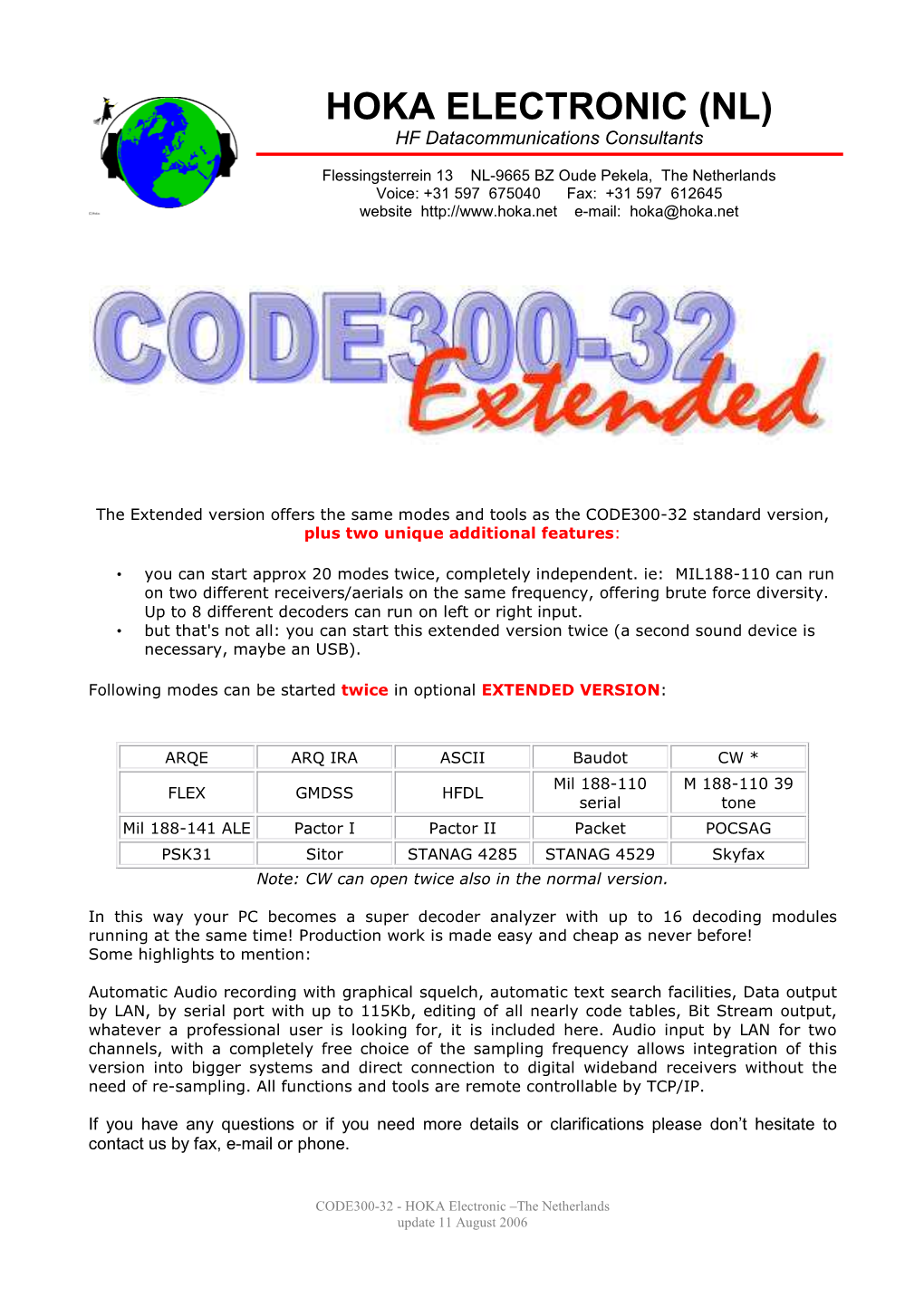 Data Sheet Code300-32 Extended