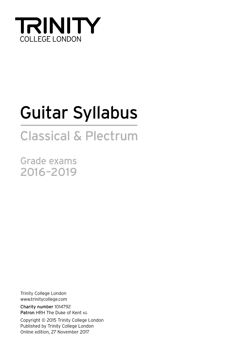 Guitar Syllabus Classical & Plectrum