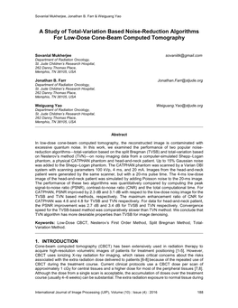 A Study of Total-Variation Based Noise-Reduction Algorithms for Low-Dose Cone-Beam Computed Tomography