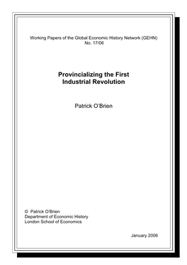 Provincializing the First Industrial Revolution