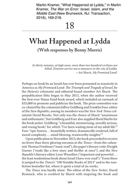 What Happened at Lydda," in Martin Kramer, the War on Error: Israel, Islam, and the Middle East (New Brunswick, NJ: Transaction, 2016), 169-218