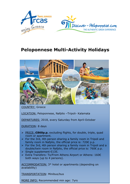 Peloponnese Multi-Activity Holidays
