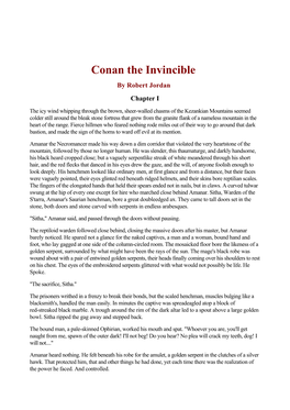 Conan the Invincible by Robert Jordan Chapter I