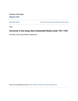 University of San Diego Men's Basketball Media Guide 1991-1992