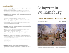 “Lafayette in Williamsburg” (Walking Tour)