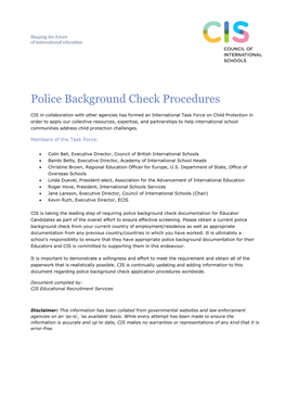 Police Background Check Procedures