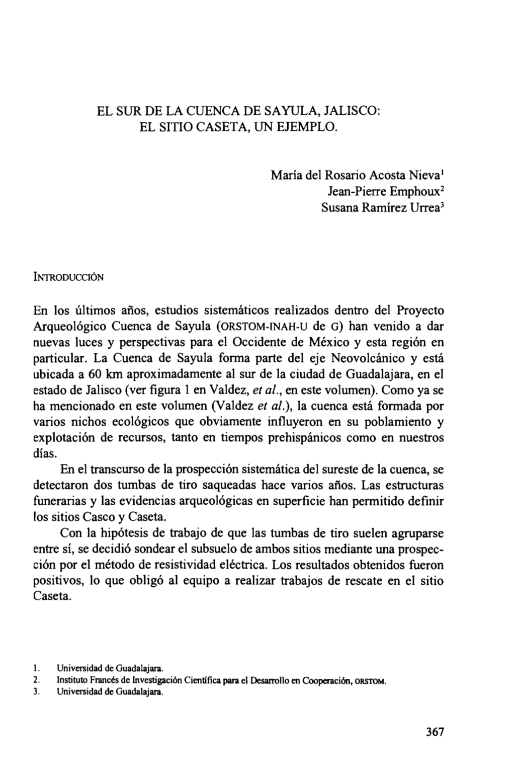 El Sur De La Cuenca De Sayula, Jalisco : El Sitio Caseta, Un Ejemplo