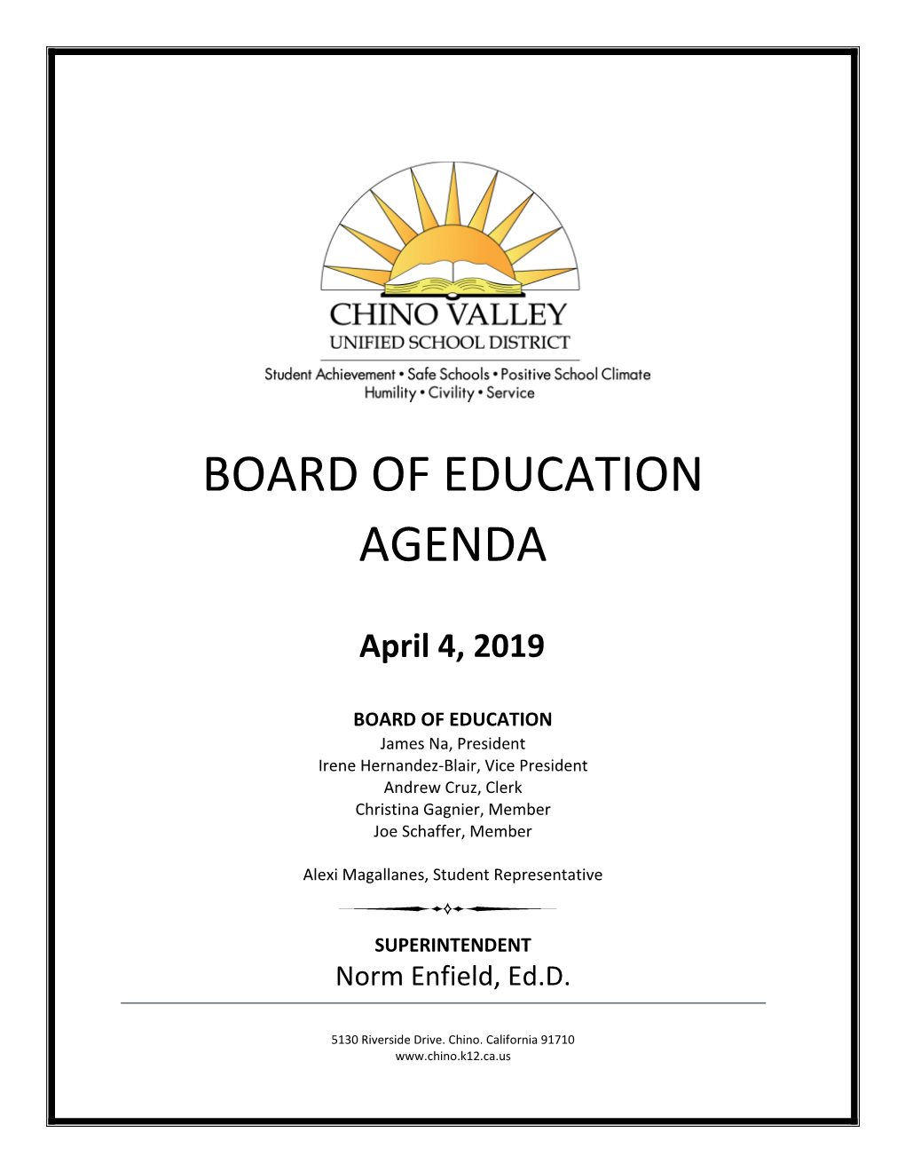 Board of Education Agenda