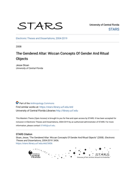 The Gendered Altar: Wiccan Concepts of Gender and Ritual Objects