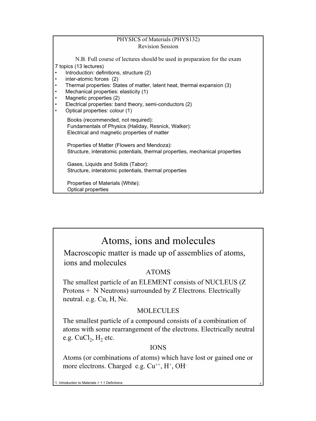 Atoms, Ions and Molecules