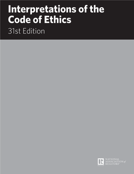 Interpretations of the Code of Ethics 31St Edition Table of Contents— Interpretations of the Code of Ethics Preface