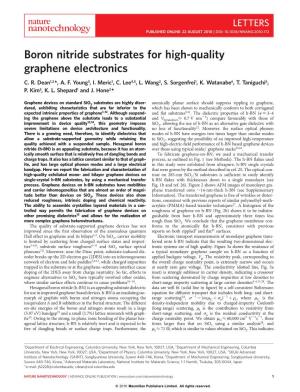Boron Nitride Substrates for High-Quality Graphene Electronics C