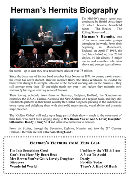 Herman's Hermits Biography