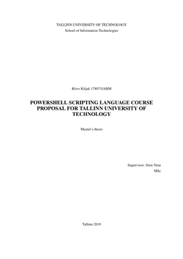 Powershell Scripting Language Course Proposal for Tallinn University of Technology