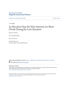 Ice Elevation Near the West Antarctic Ice Sheet Divide During the Last Glaciation Robert P