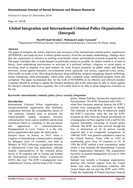 Global Integration and International Criminal Police Organization (Interpol)