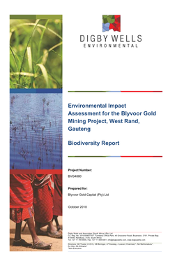 Environmental Impact Assessment for the Blyvoor Gold Mining Project, West Rand, Gauteng