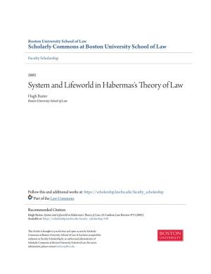 System and Lifeworld in Habermas's Theory of Law Hugh Baxter Boston Univeristy School of Law