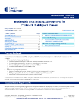 Implantable Beta-Emitting Microspheres for Treatment of Malignant Tumors