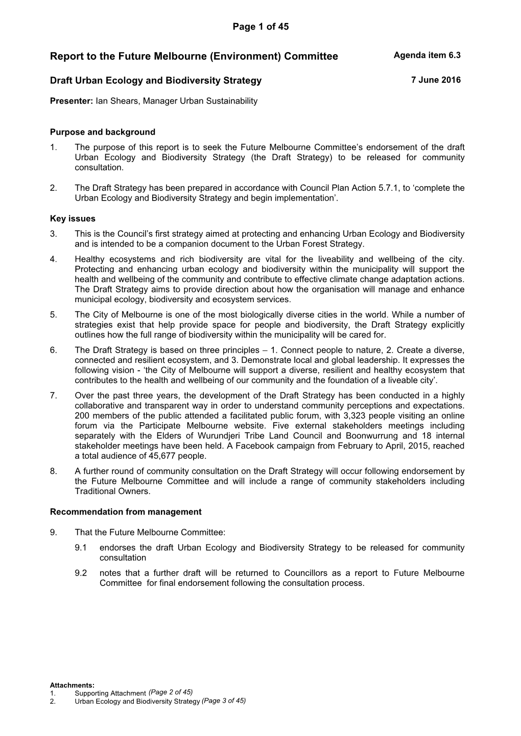 (Environment) Committee Agenda Item 6.3
