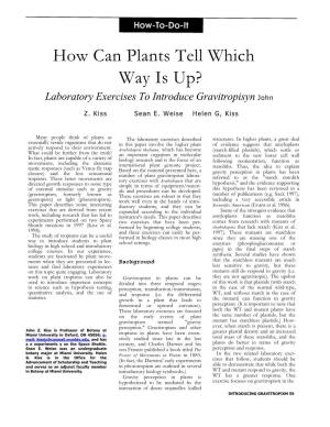 How Can Plants Tell Which Way Is Up? Laboratory Exercises to Introduce Gravitropisyn John