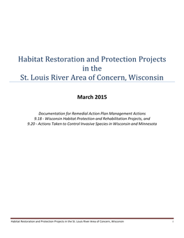 Habitat Projects in the St. Louis River Area of Concern, Wisconsin