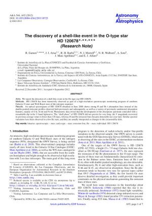The Discovery of a Shell-Like Event in the O-Type Star HD 120678�,��,��� (Research Note)