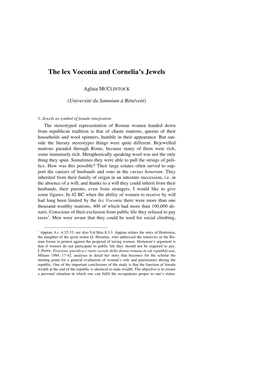 The Lex Voconia and Cornelia's Jewels