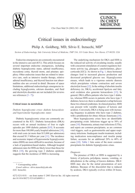 Critical Issues in Endocrinology