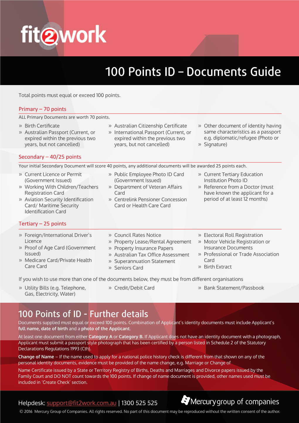 100 Points ID – Documents Guide