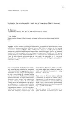 Notes on the Amphipacific Relations of Hawaiian Cladoniaceae