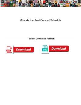 Miranda Lambert Concert Schedule