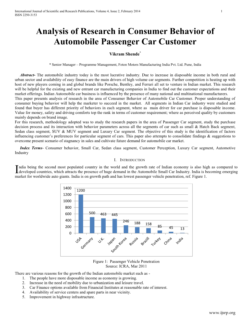 Analysis of Research in Consumer Behavior of Automobile Passenger Car Customer